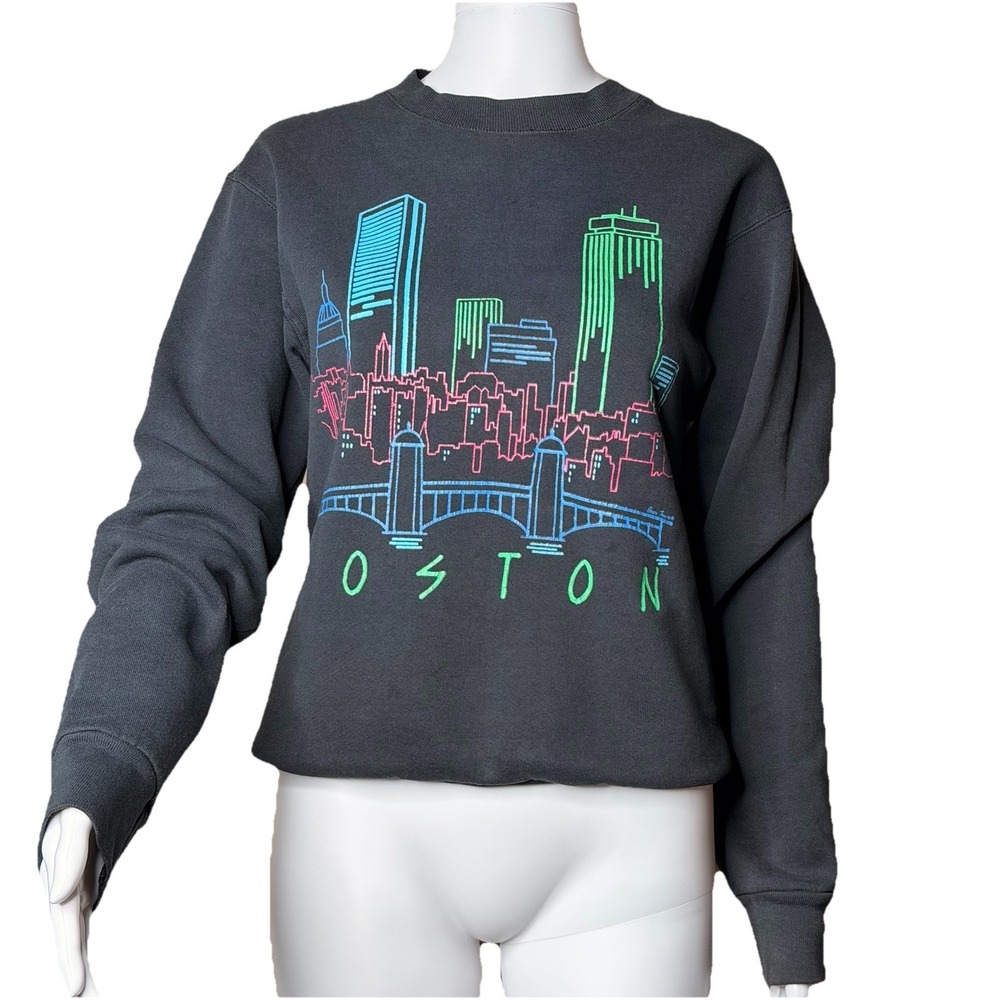 Vintage Fruit Of The Loom Unisex Sweatshirt Black Pullover Crewneck SZ-S/M 90s